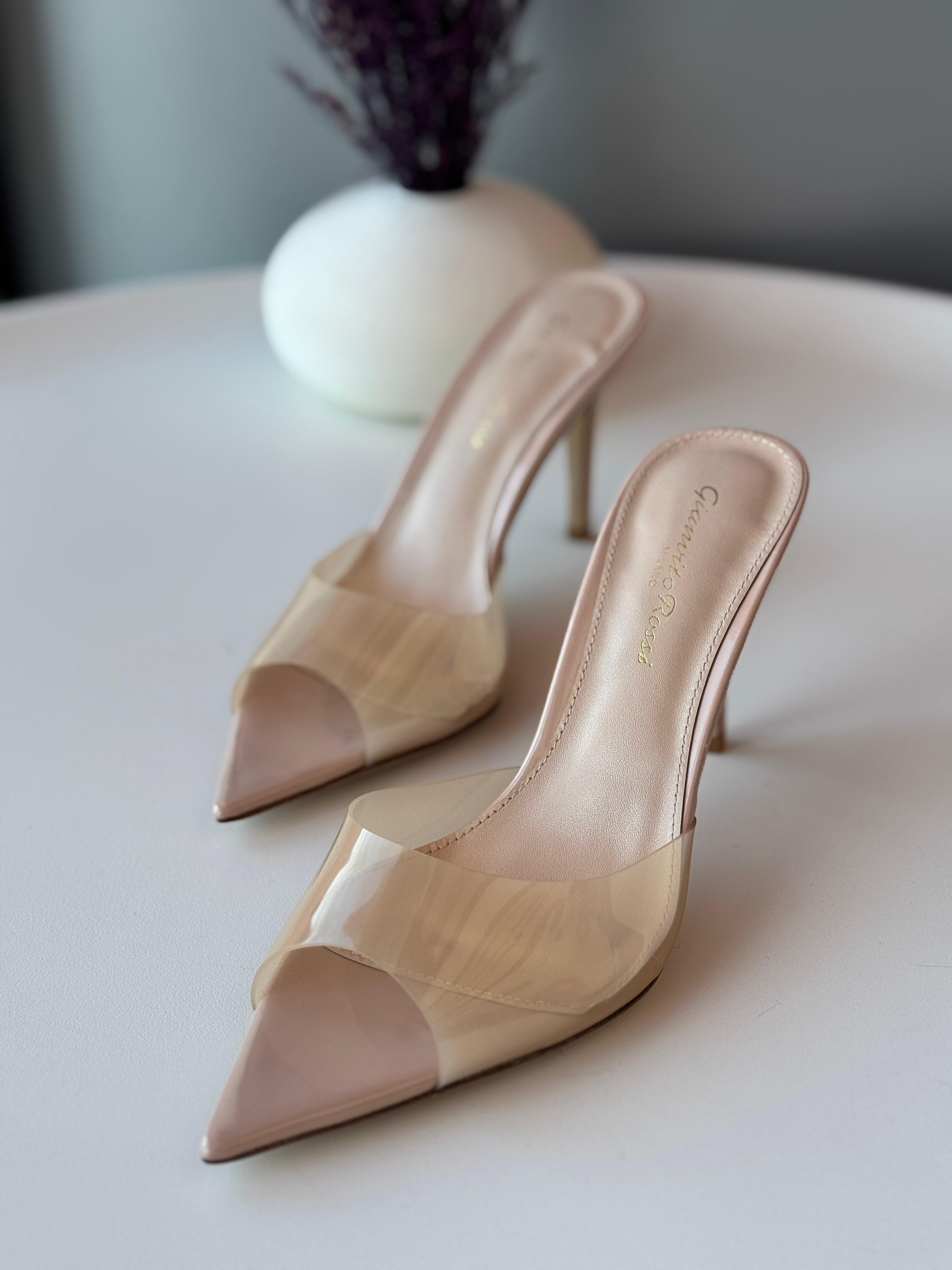 GIANVITO ROSSI Rania 85 Suede Organza Embellished Mules