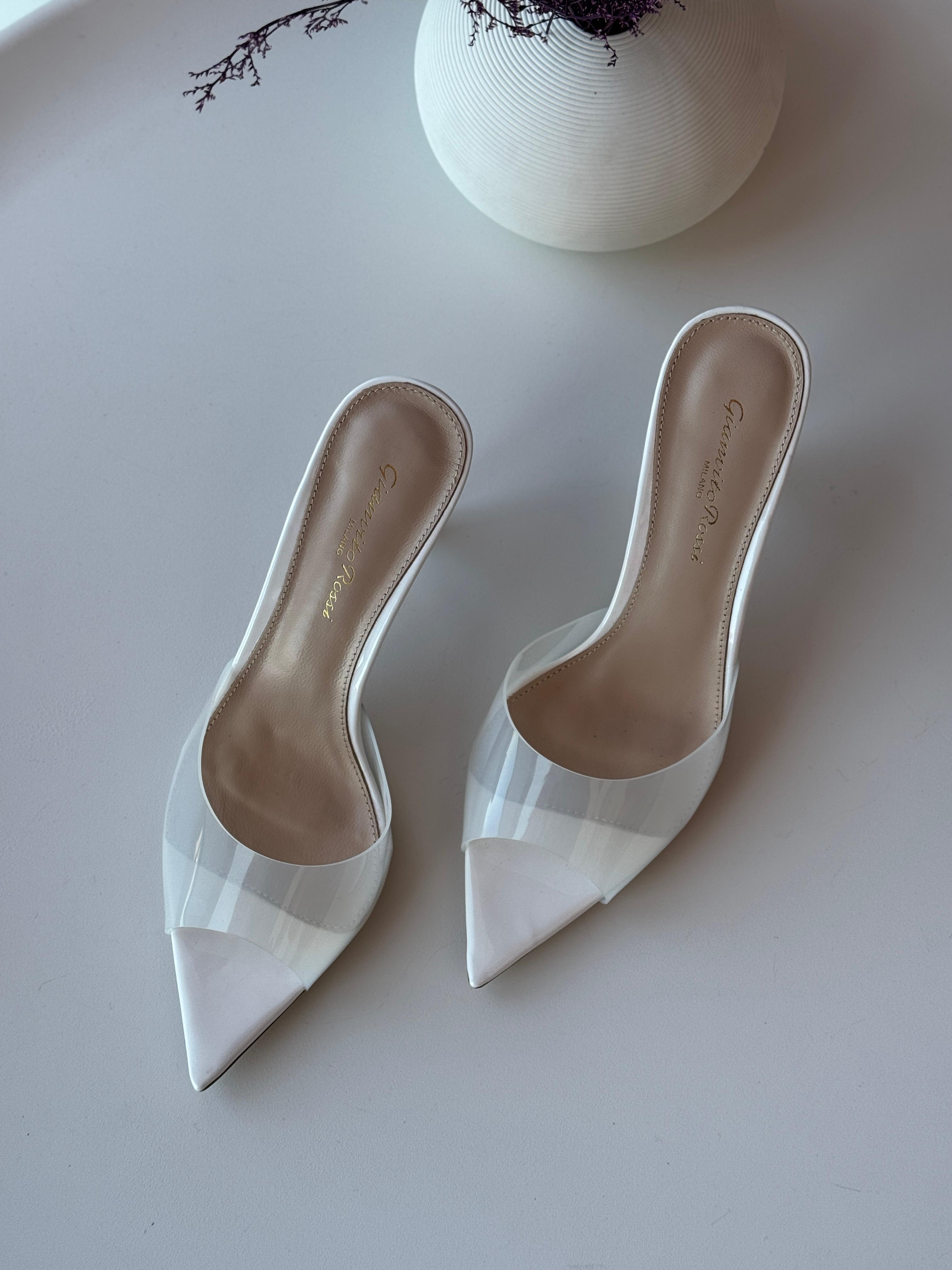 GIANVITO ROSSI Rania 85 Suede Organza Embellished Mules