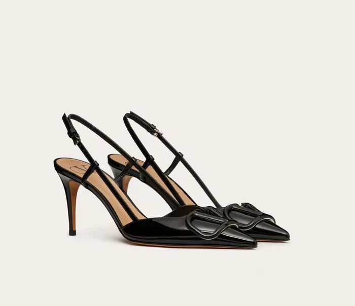 Valentino Black Lace Up Heels